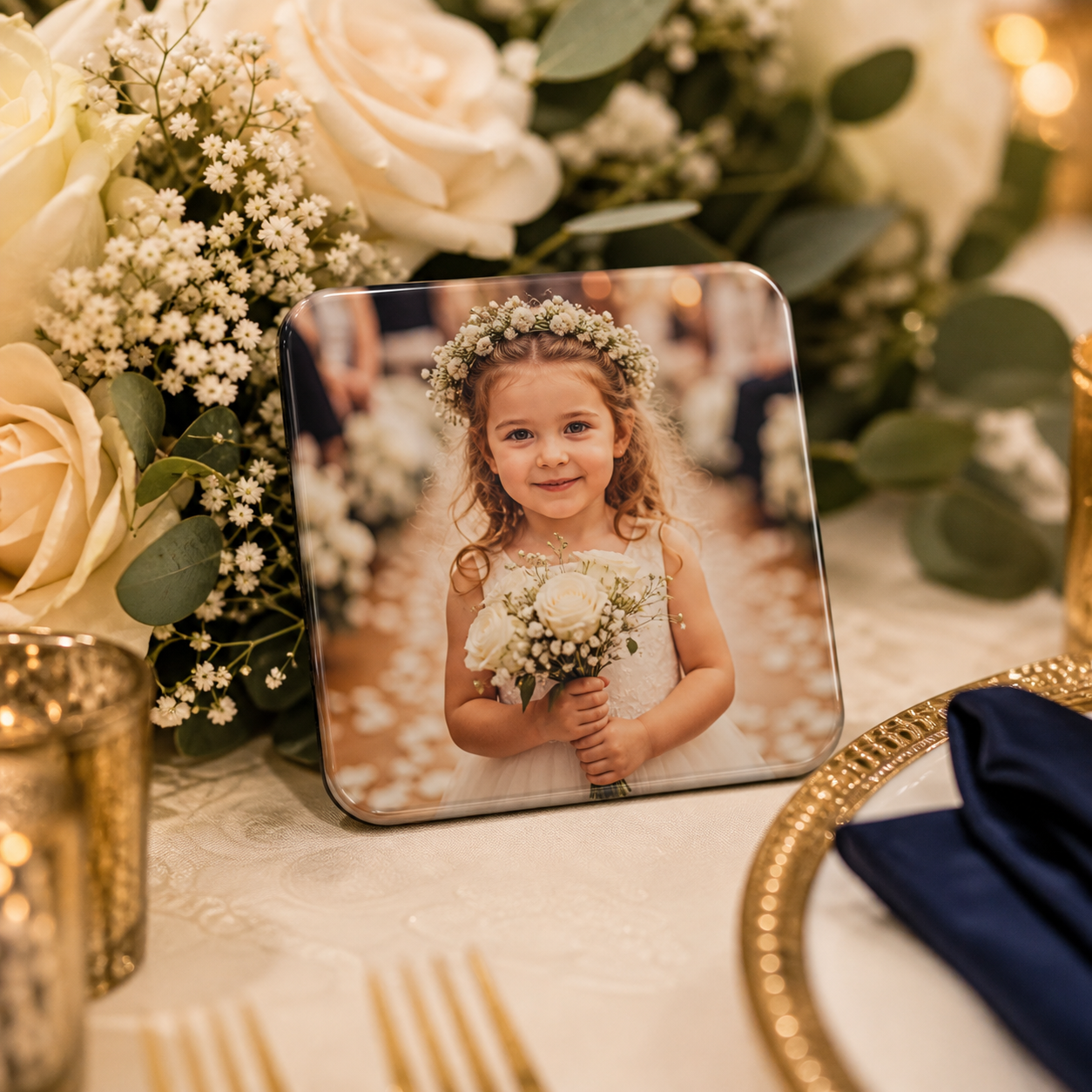 Flower girl wedding magnet mockup